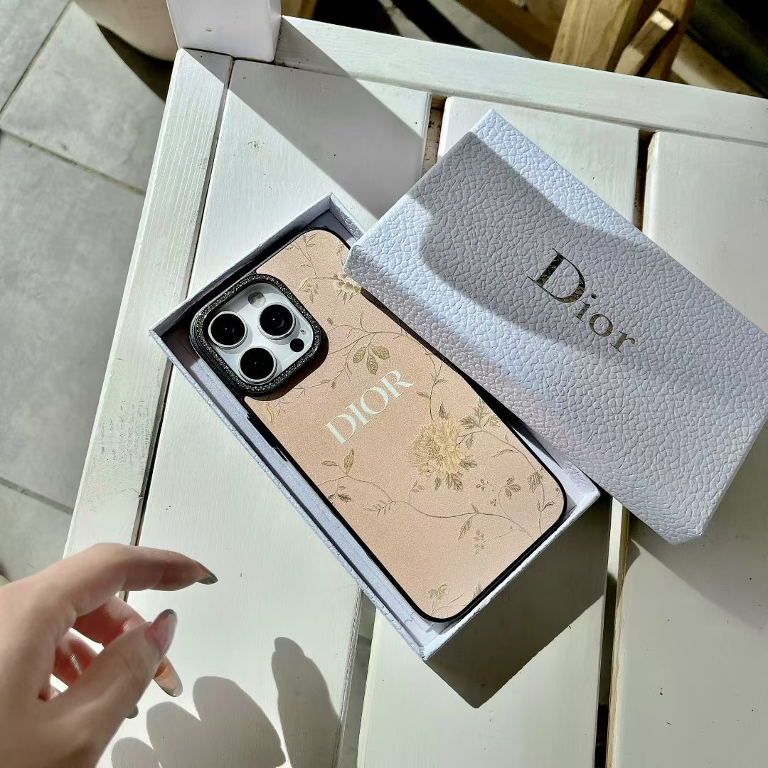 Dior-inspired botanical texture iPhone 16 Pro case