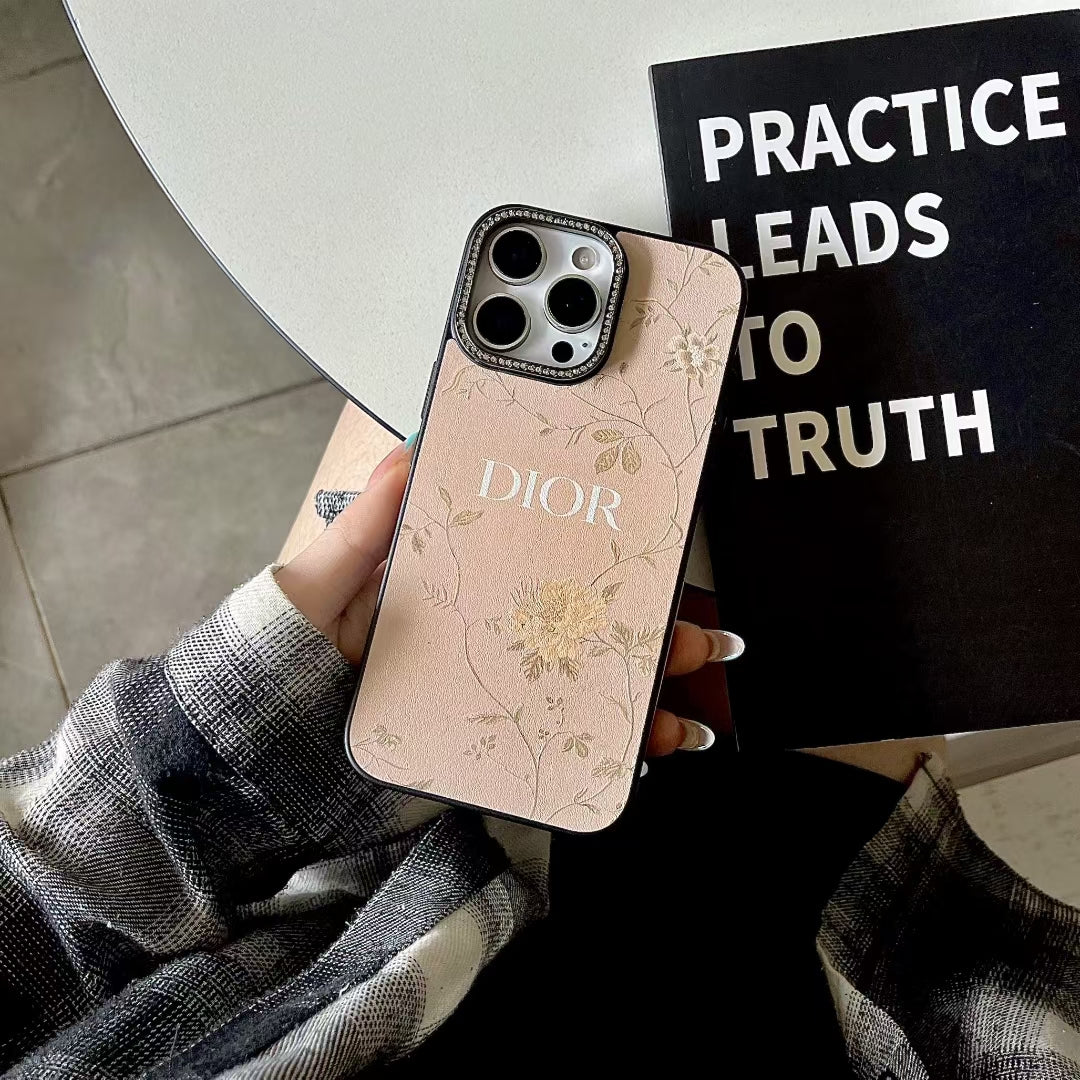 Dior-inspired botanical texture iPhone 16 Pro case