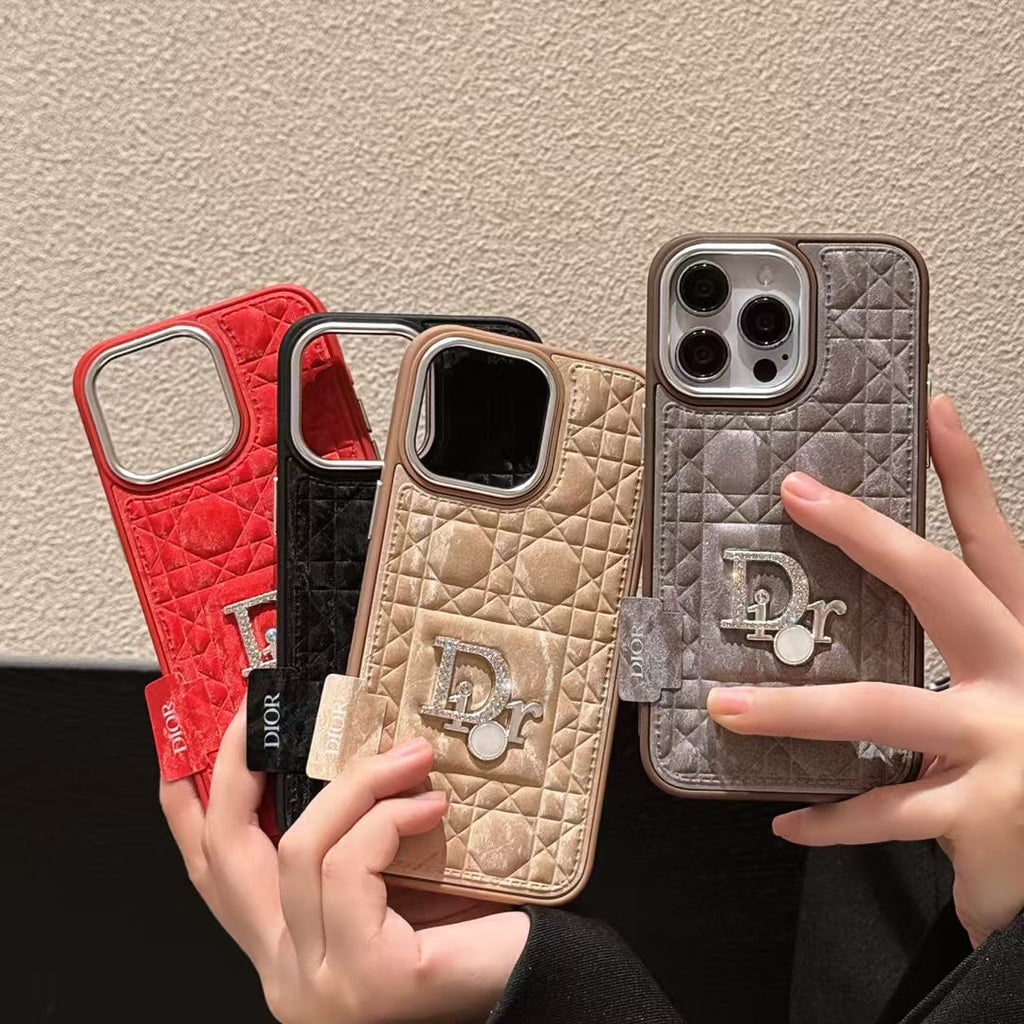 Dior-inspired quilted iPhone 16 Pro Max case with metal detail