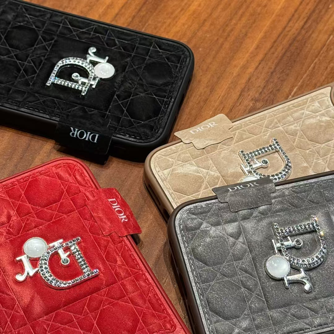 Dior-inspired quilted iPhone 16 Pro Max case with metal detail