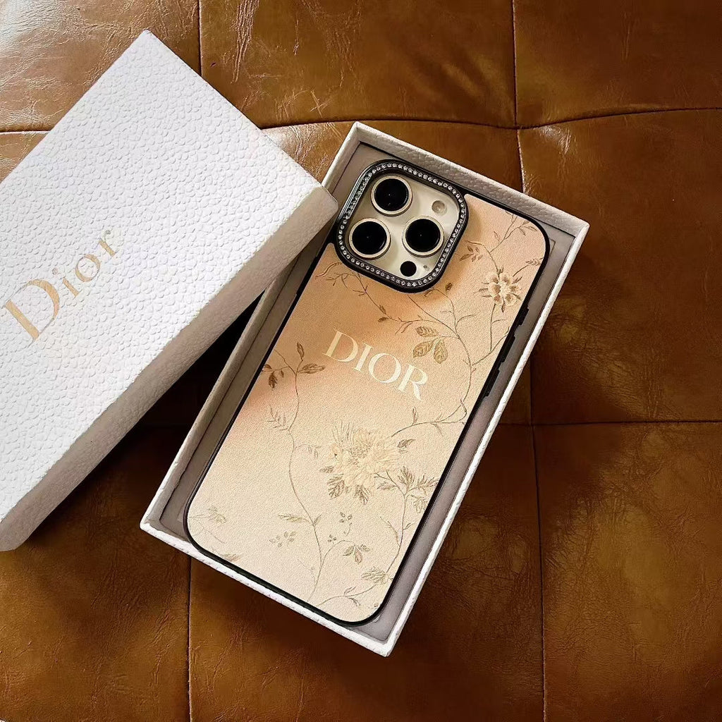 Dior-inspired botanical texture iPhone 16 Pro case