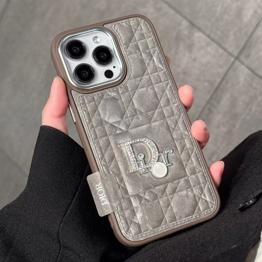 Dior-inspired quilted iPhone 16 Pro Max case with metal detail
