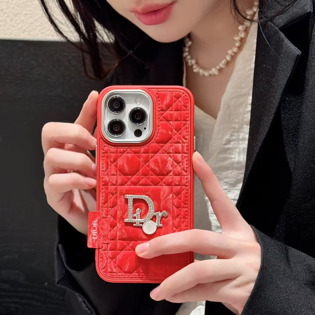 Dior-inspired quilted iPhone 16 Pro Max case with metal detail