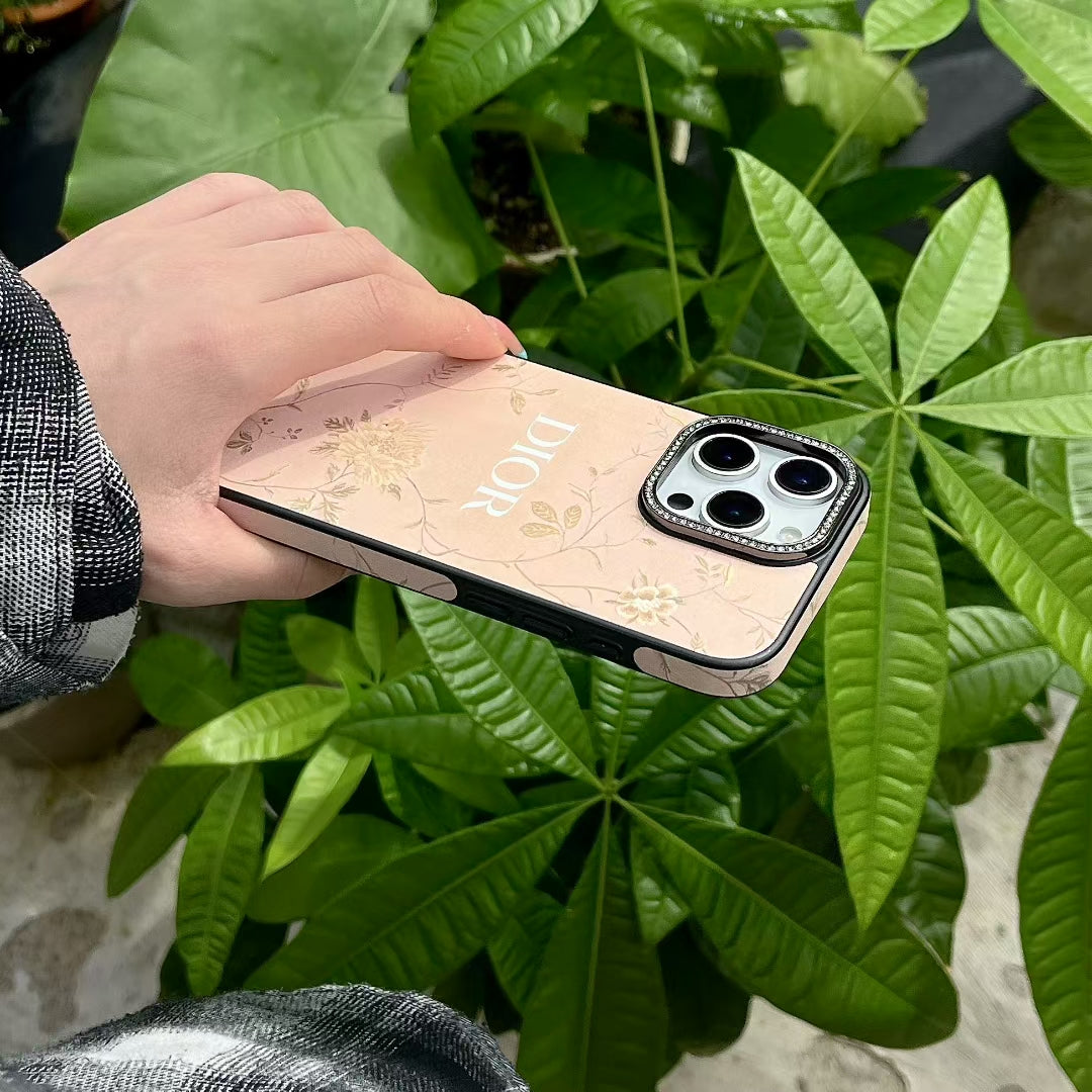 Dior-inspired botanical texture iPhone 16 Pro case