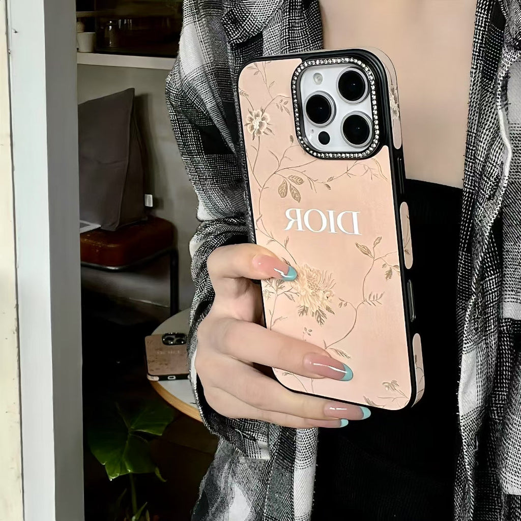 Dior-inspired botanical texture iPhone 16 Pro case