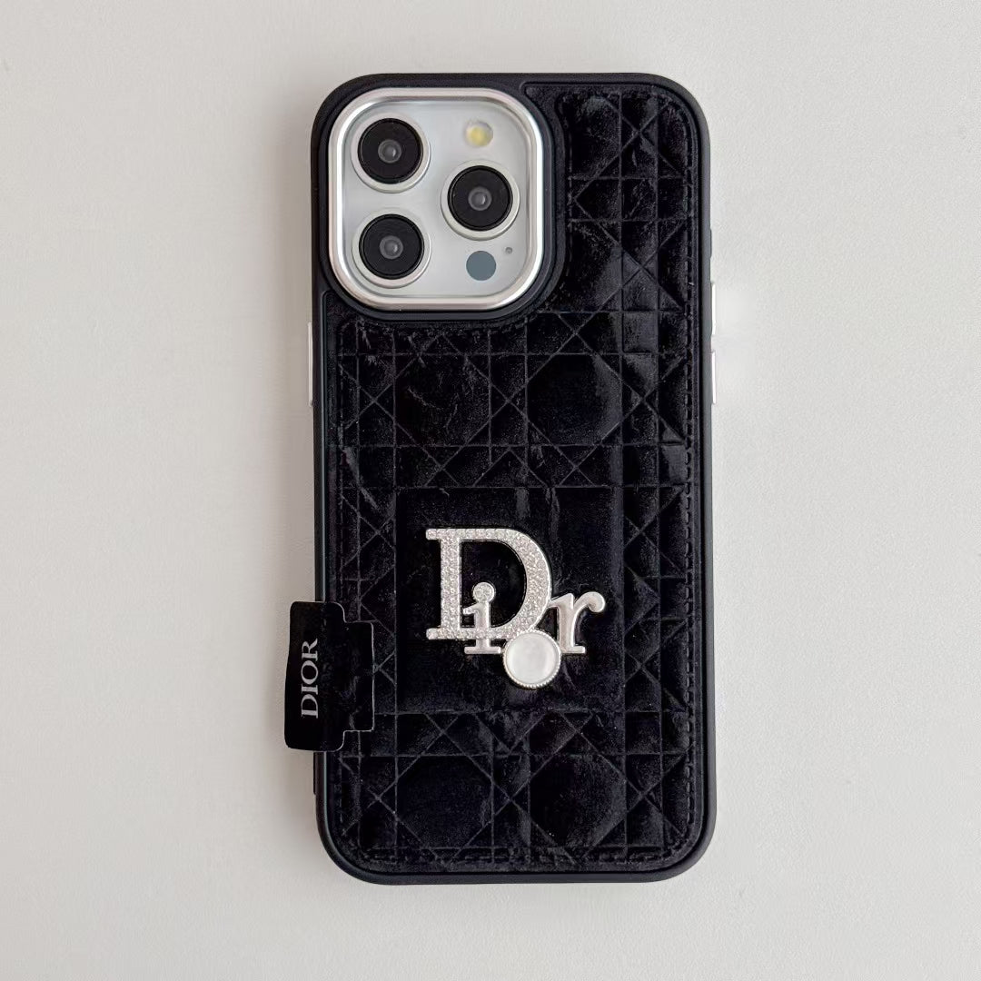 Dior-inspired quilted iPhone 16 Pro Max case with metal detail