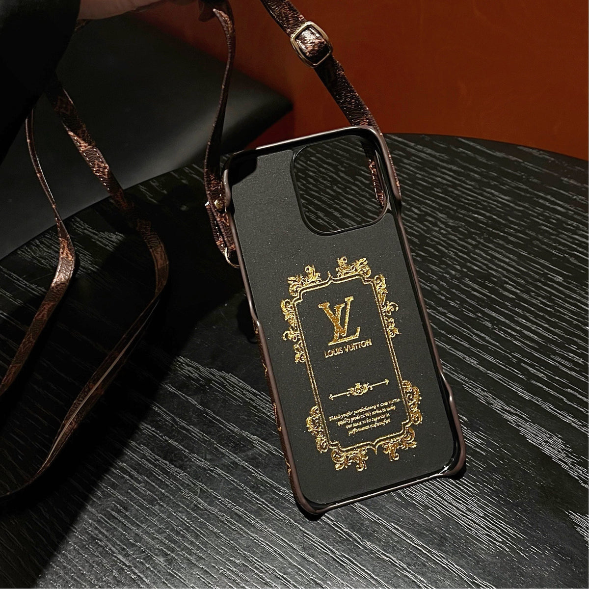 Louis Vuitton-inspired monogram canvas crossbody case for iPhone
