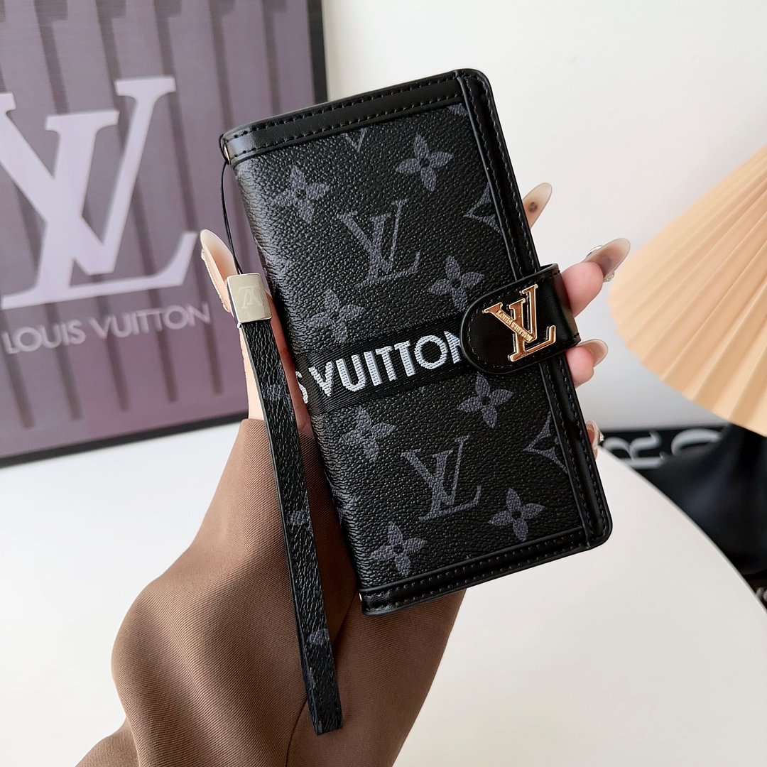 Louis Vuitton-inspired leather monogram wallet card holder iPhone case