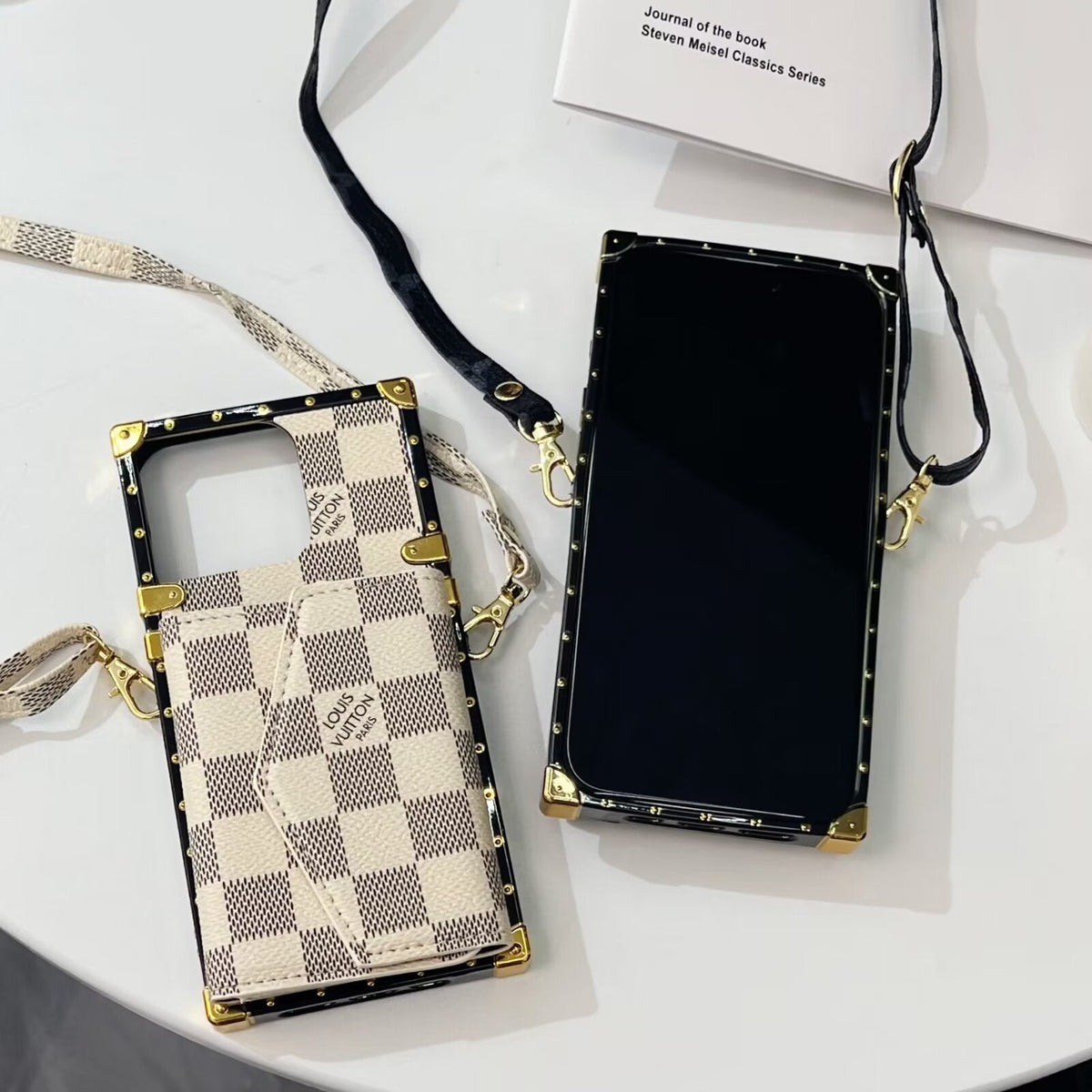 Louis Vuitton-inspired iPhone case with wallet card holder