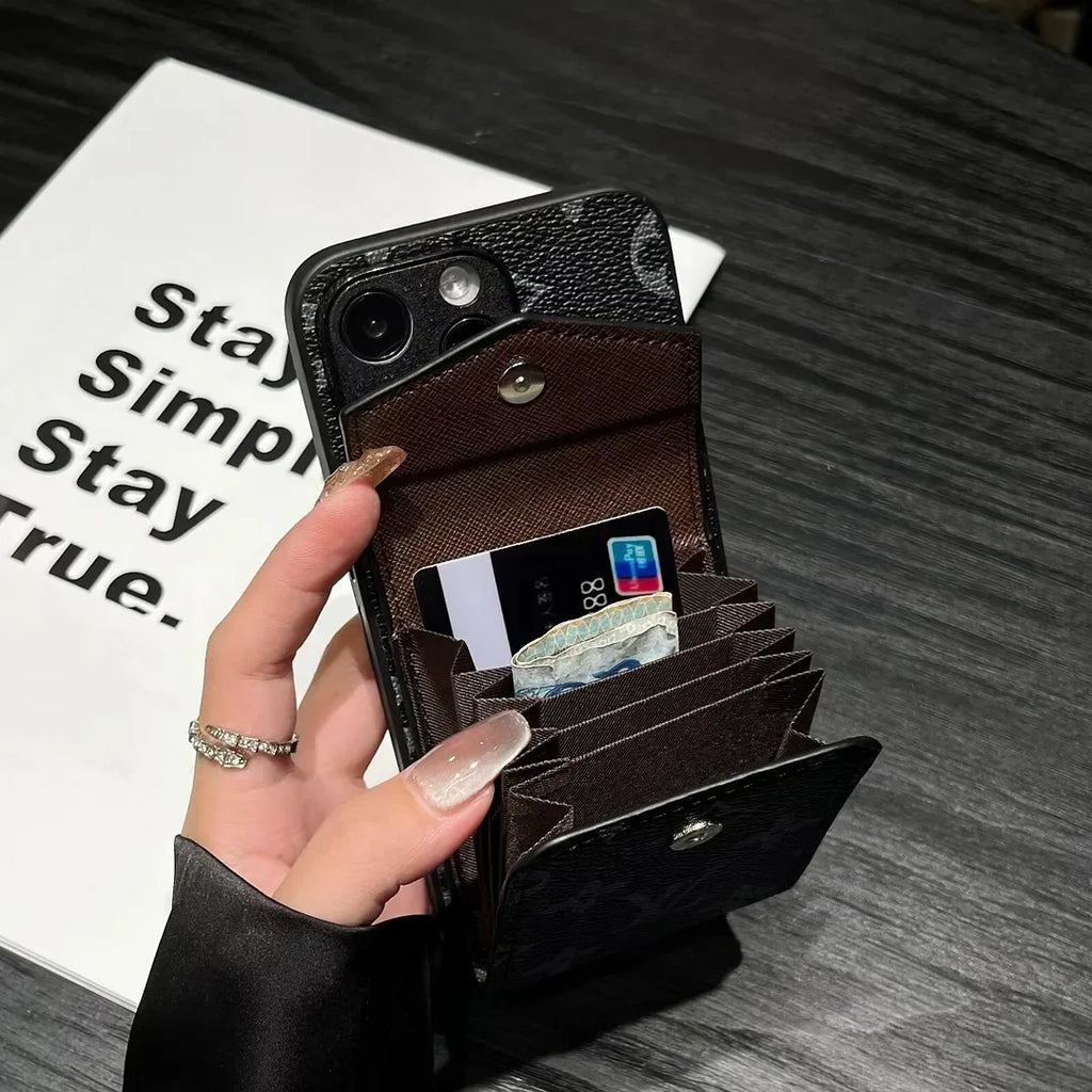 Louis Vuitton-inspired card holder canvas leather iPhone case