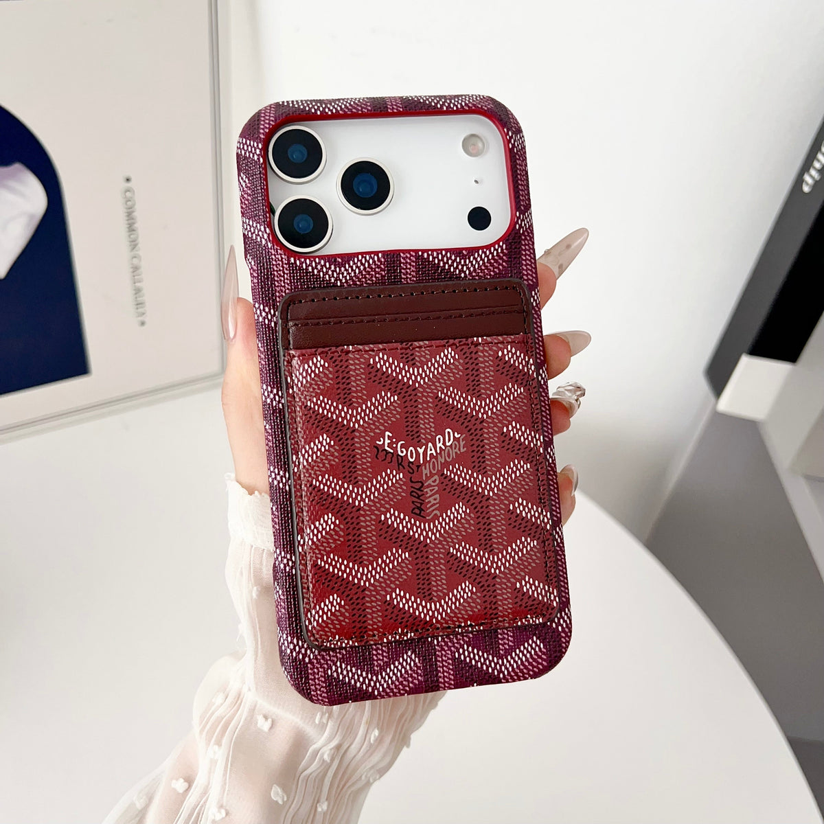 Goyard-inspired chevron pattern MagSafe iPhone case