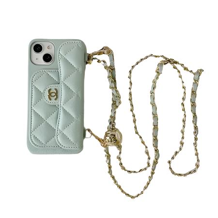 Chanel-inspired wallet crossbody chain iPhone case