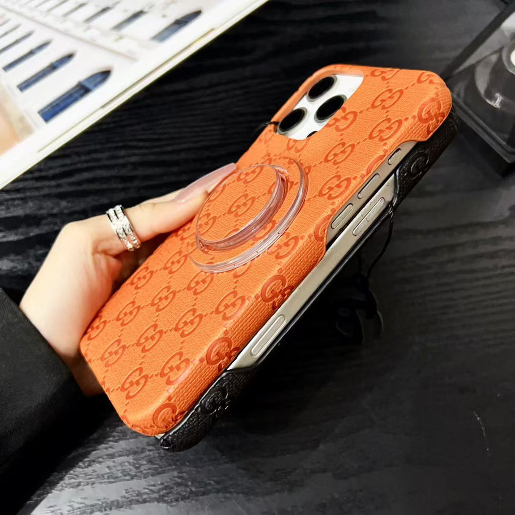 Gucci-inspired textured magnetic ring case for iPhone 16