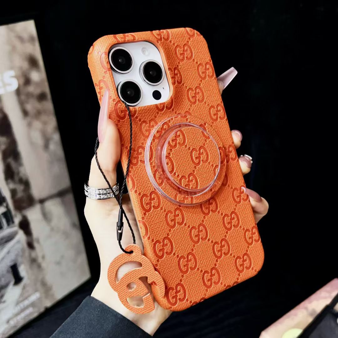 Gucci-inspired textured magnetic ring case for iPhone 16