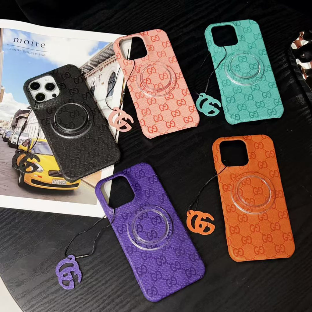 Gucci-inspired textured magnetic ring case for iPhone 16