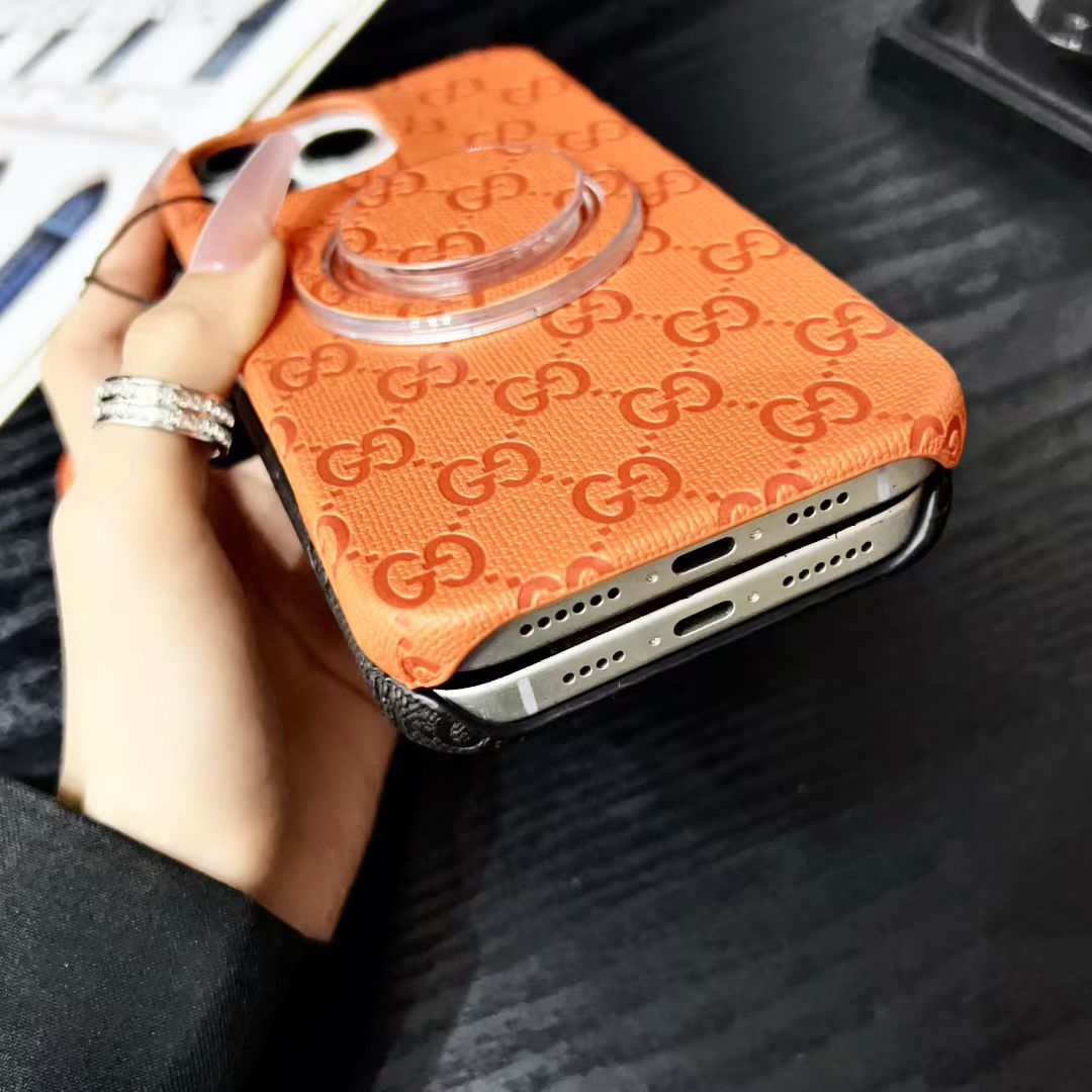 Gucci-inspired textured magnetic ring case for iPhone 16