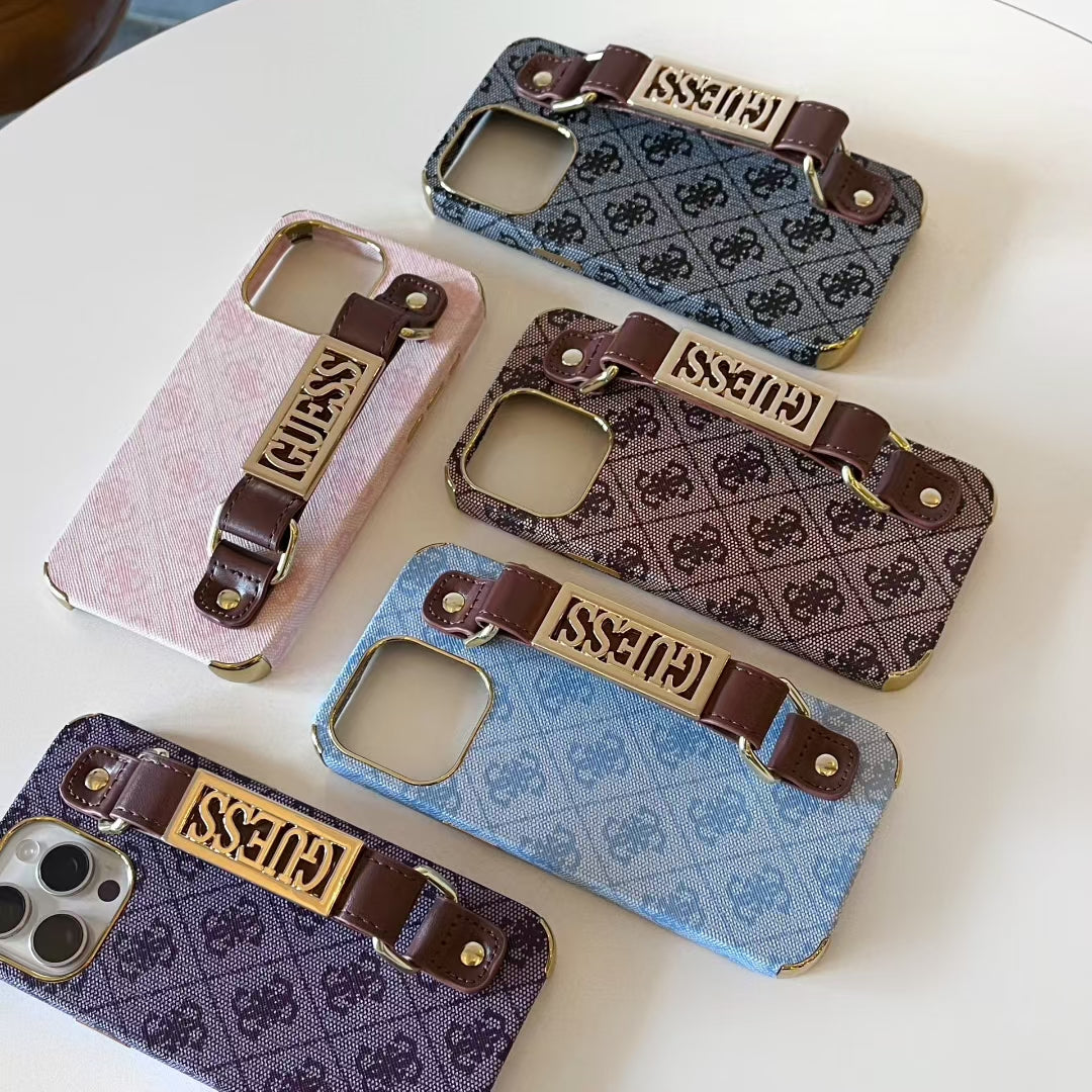 Guess-inspired iridescent iPhone 16 Pro Max case with hand strap
