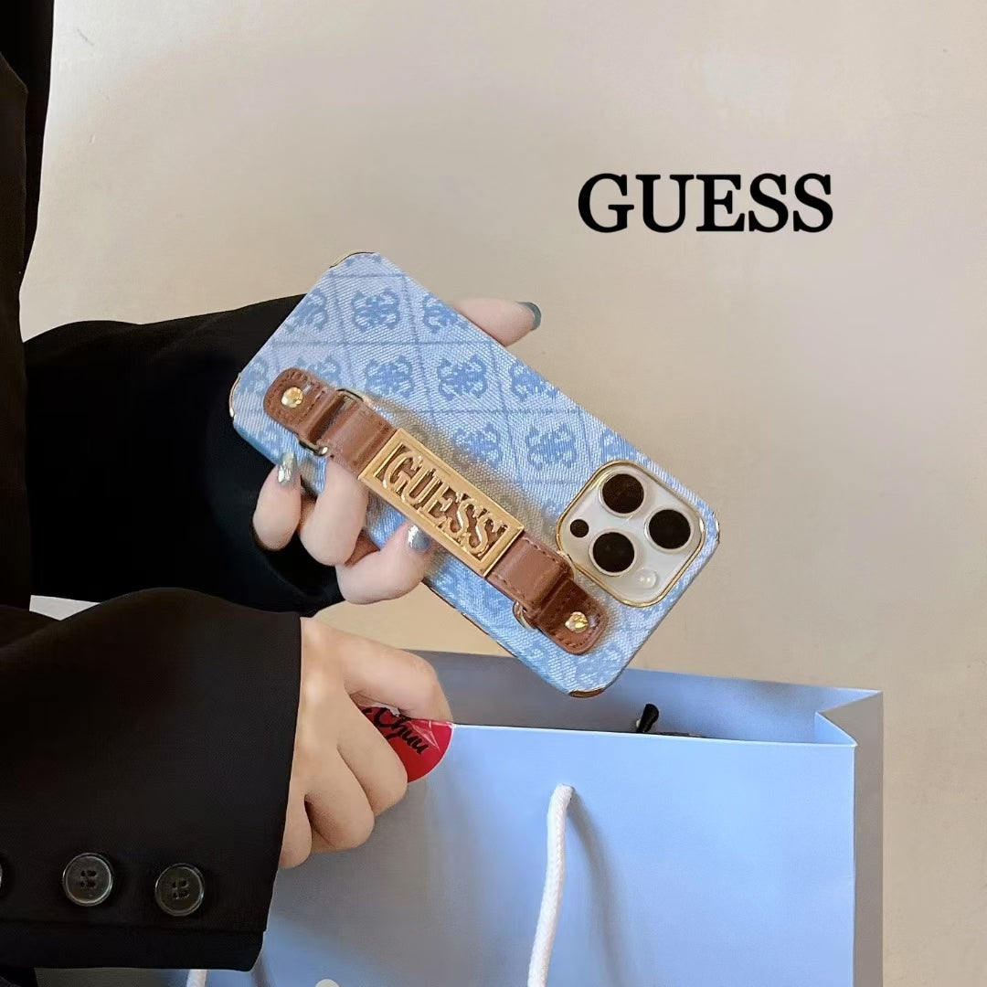 Guess-inspired iridescent iPhone 16 Pro Max case with hand strap