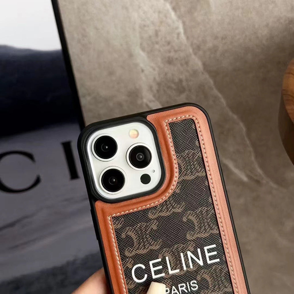 Celine-inspired black iPhone case with strap - sz231124