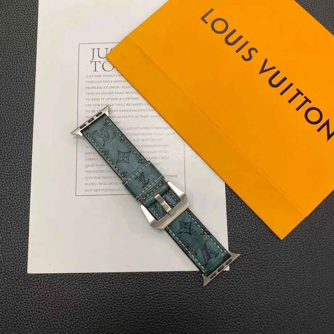 Louis Vuitton-inspired leather monogram Apple Watch strap