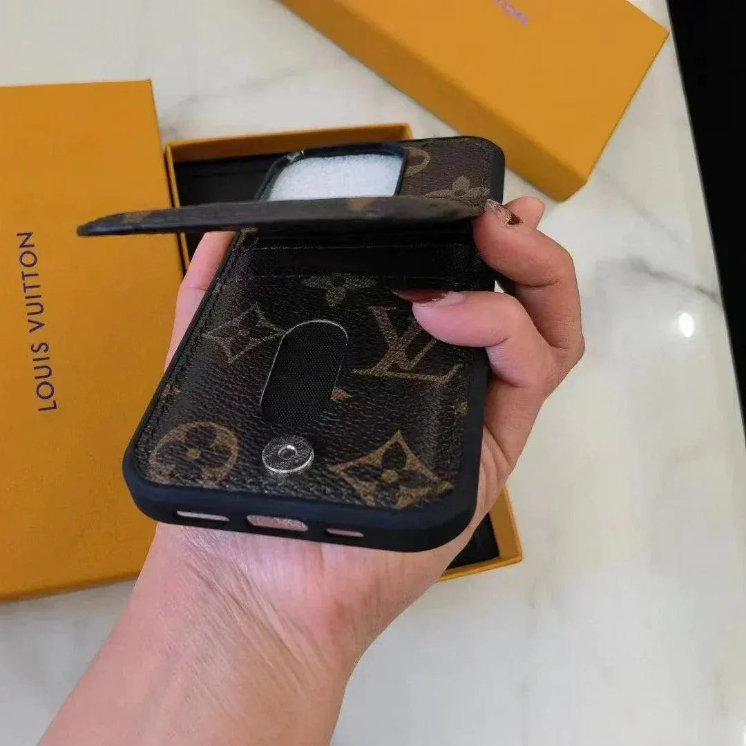 Louis Vuitton-inspired monogram iPhone 17 Pro case with card holder