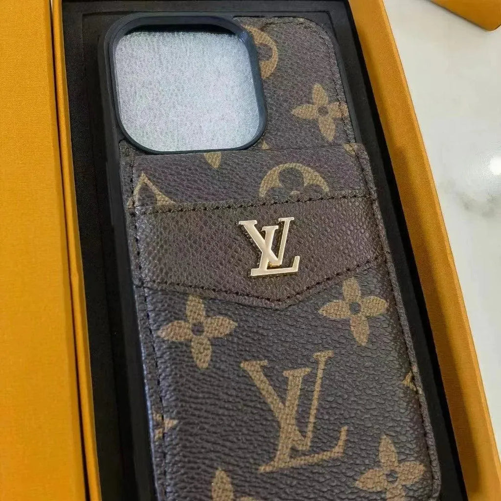 Louis Vuitton-inspired monogram iPhone 17 Pro case with card holder