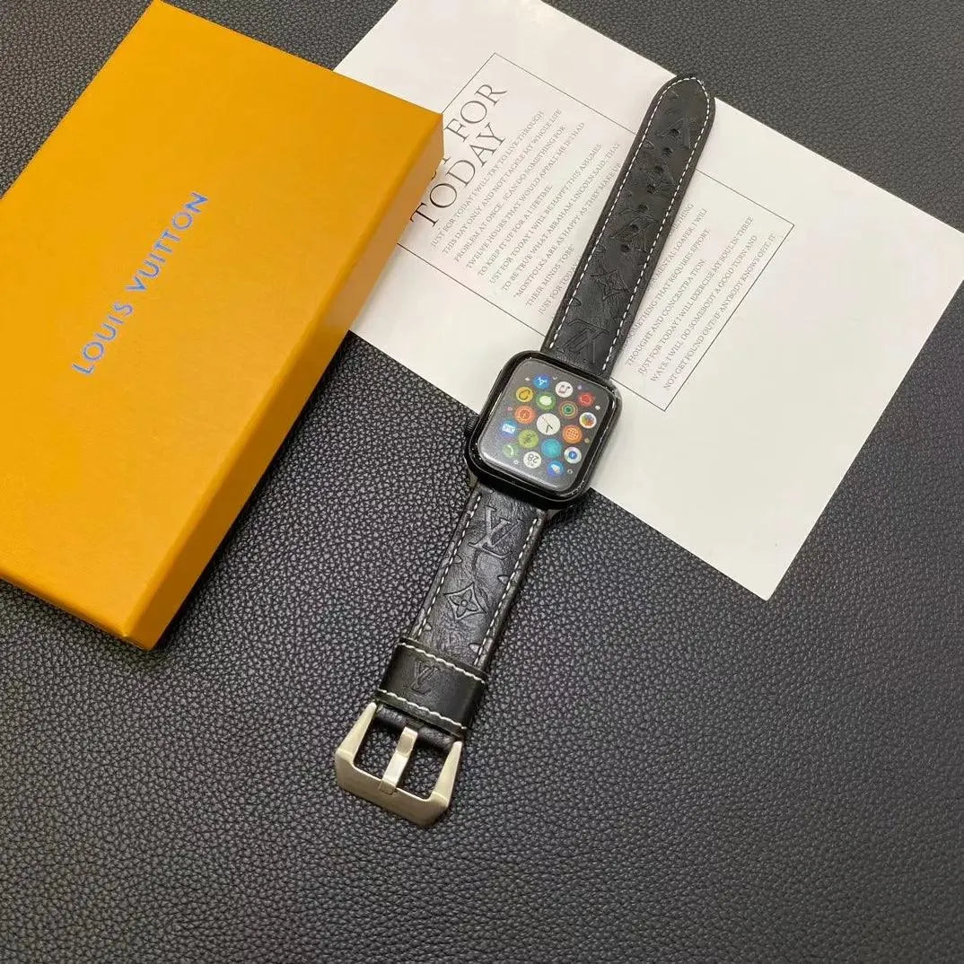 Louis Vuitton-inspired leather monogram Apple Watch strap