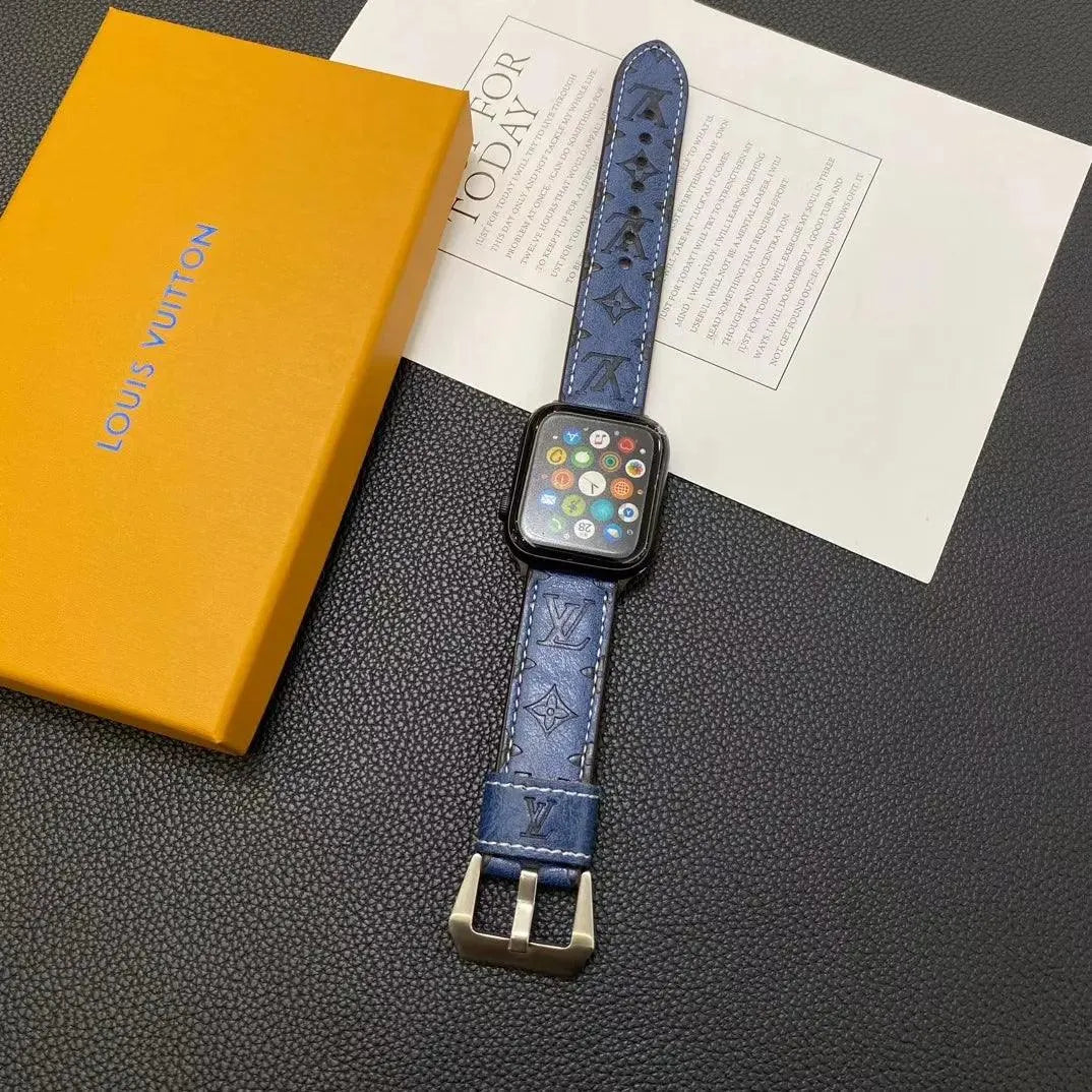 Louis Vuitton-inspired leather monogram Apple Watch strap