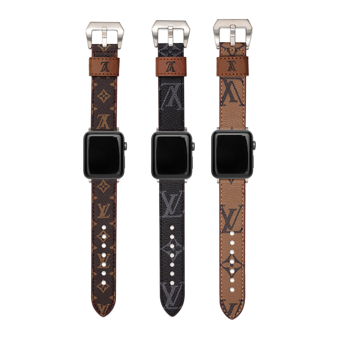 Louis Vuitton-inspired monogram Apple Watch band with buckle