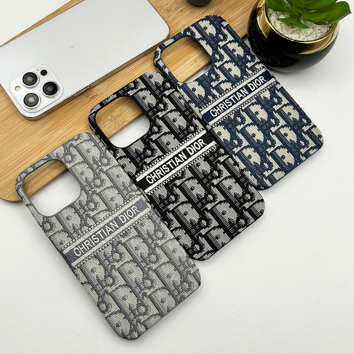 Dior-inspired patterned iPhone case with contrast lettering band