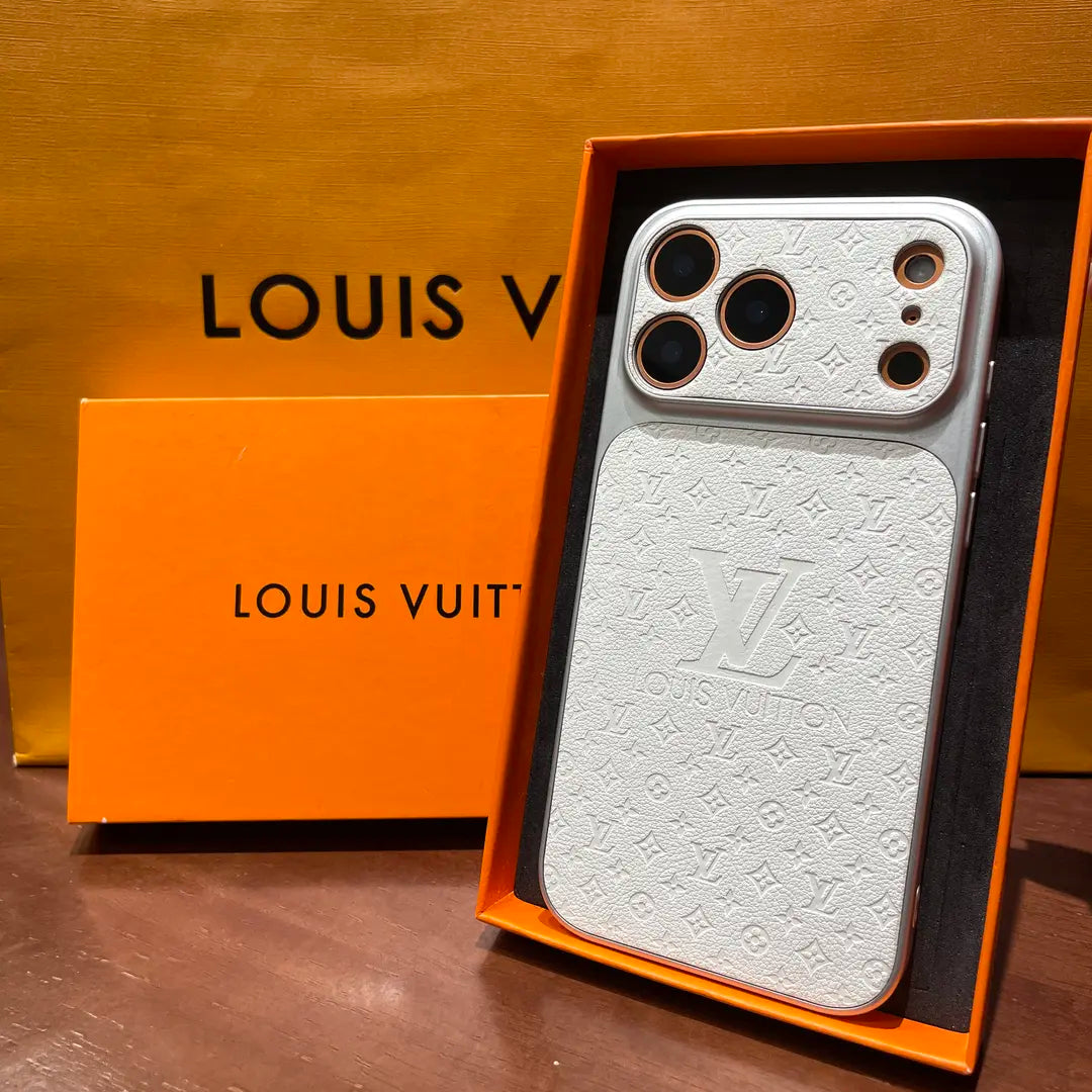 Louis Vuitton-inspired orange iPhone 17 case
