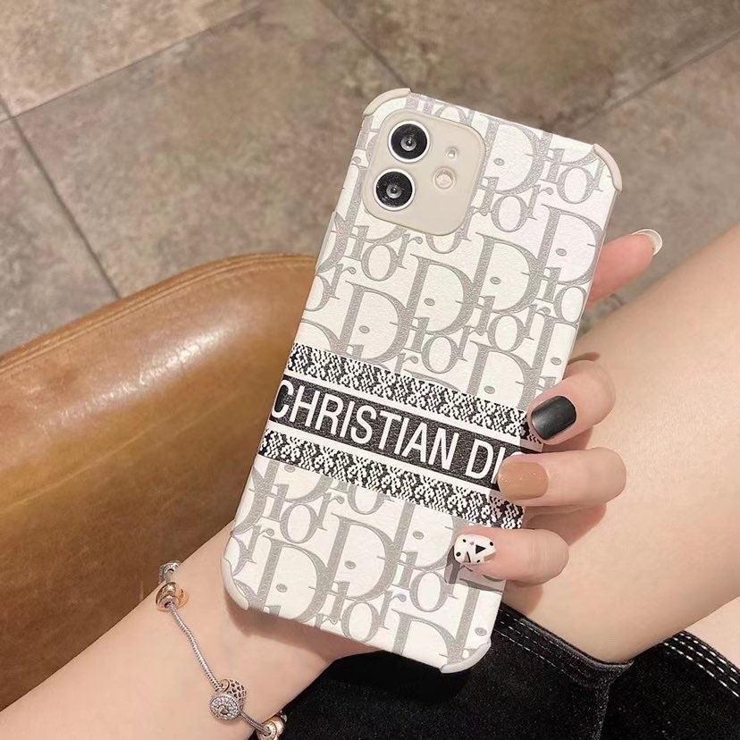 Dior-inspired repeating pattern iPhone 15 Plus case