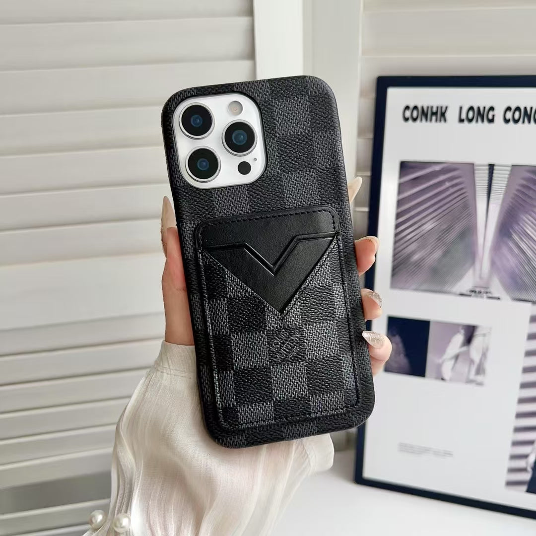 Louis Vuitton-inspired monogram iPhone 16 case with wallet card holder