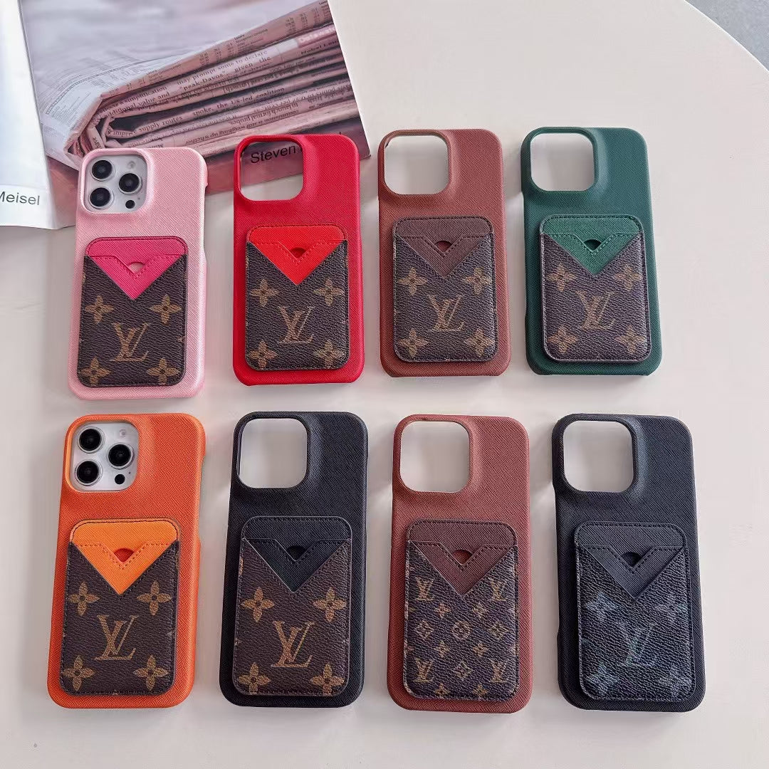 Louis Vuitton-inspired monogram iPhone 15 case with envelope card holder