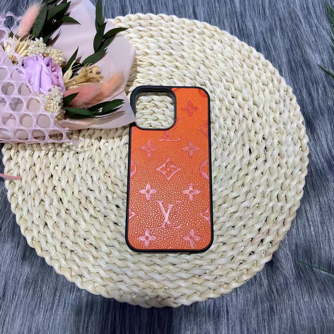 Louis Vuitton-inspired bright monogram case for iPhone 16 Pro Max