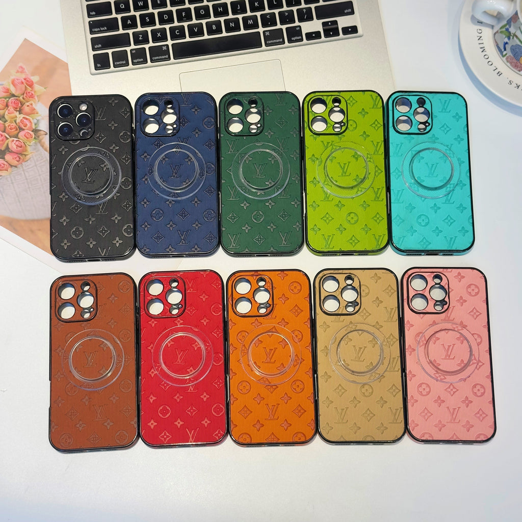 Louis Vuitton-inspired monogram magnetic ring case for iPhone 16 Pro Max