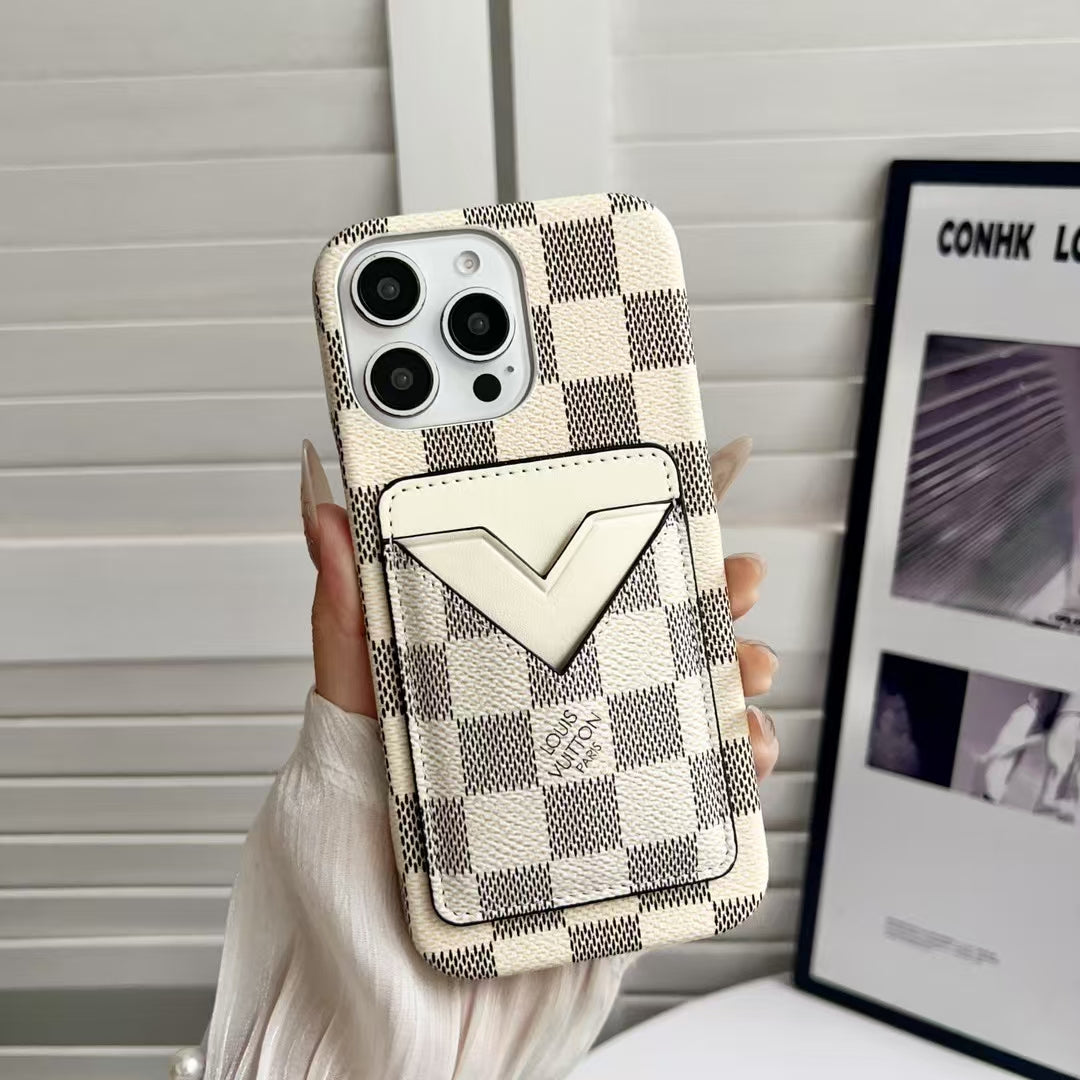 Louis Vuitton-inspired monogram iPhone 16 case with wallet card holder