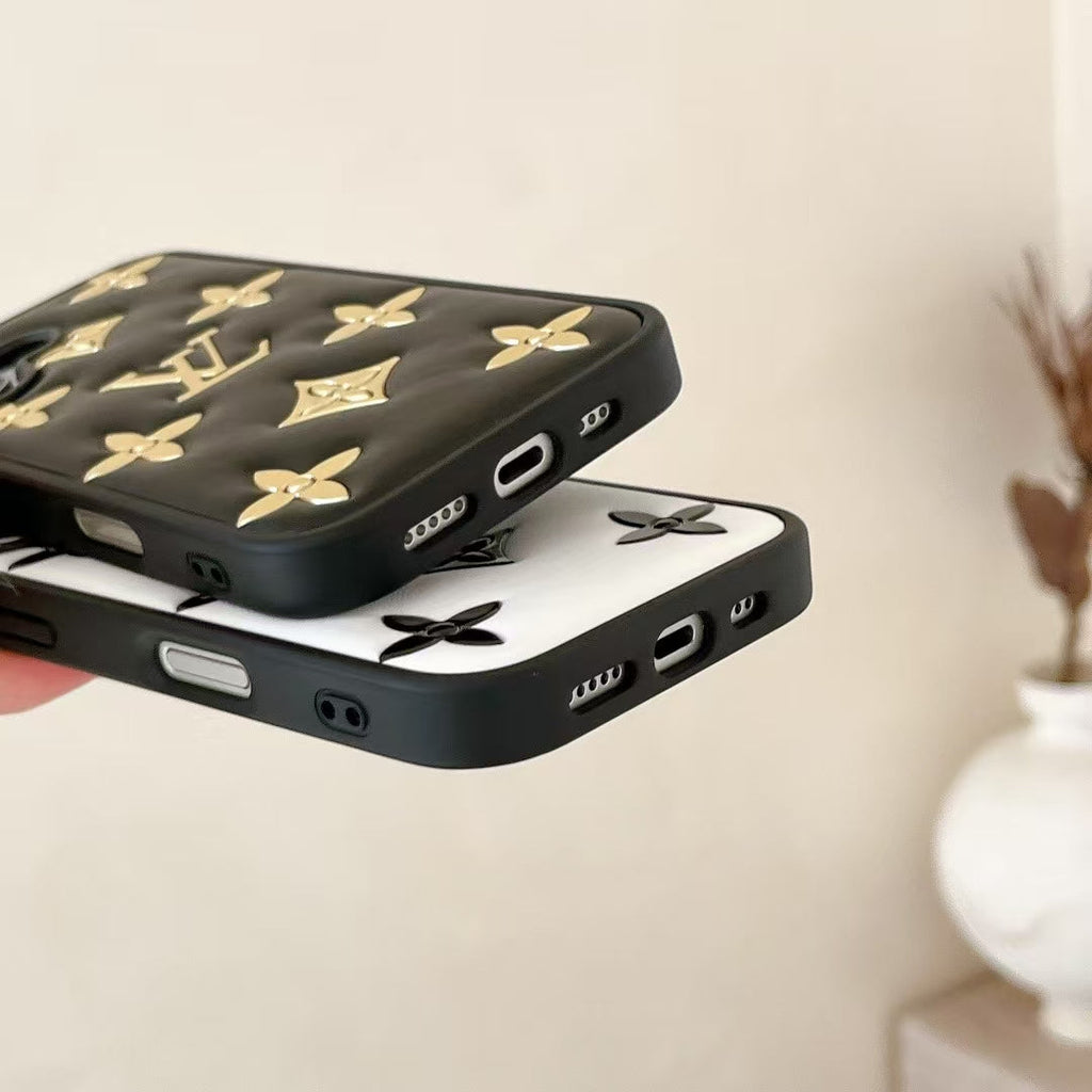 Louis Vuitton-inspired raised pattern iPhone 16 case