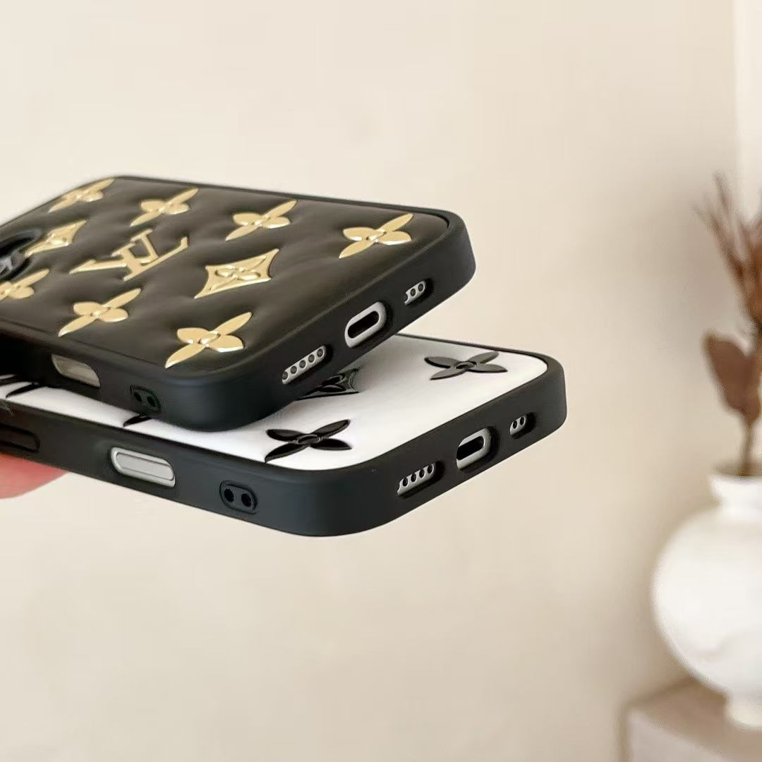 Louis Vuitton-inspired raised pattern iPhone 16 case