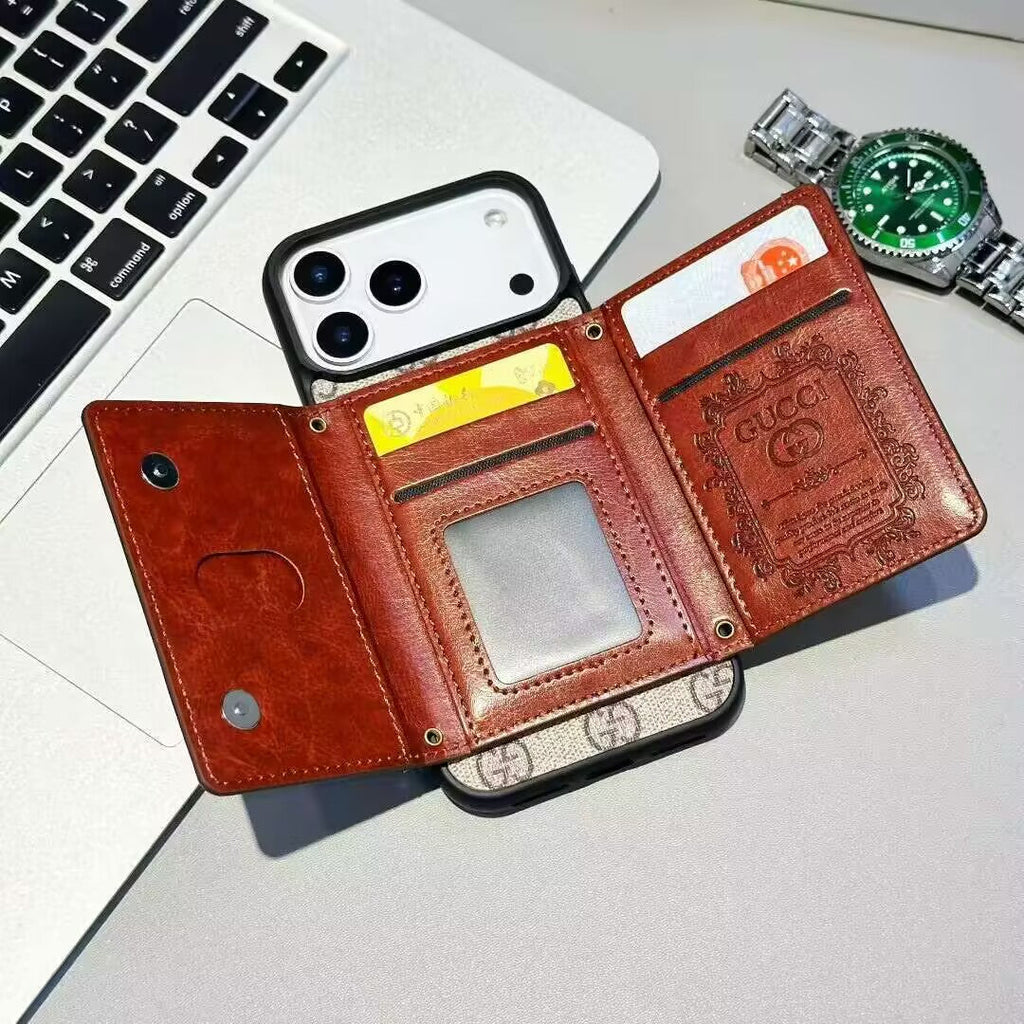 Louis Vuitton-inspired monogram iPhone 17 Pro Max case with card holder