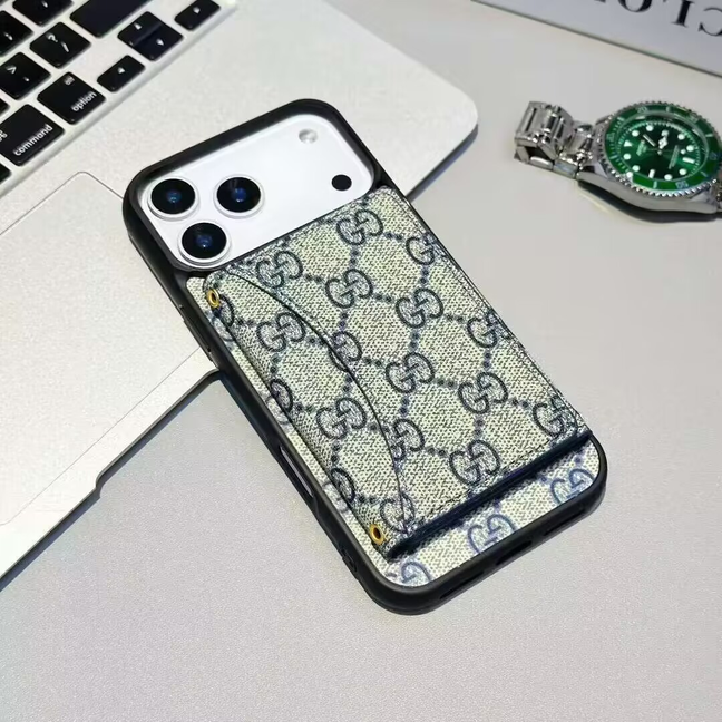Louis Vuitton-inspired monogram iPhone 17 Pro Max case with card holder