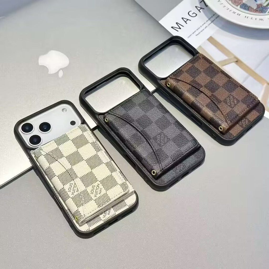 Louis Vuitton-inspired monogram iPhone 17 Pro Max case with card holder