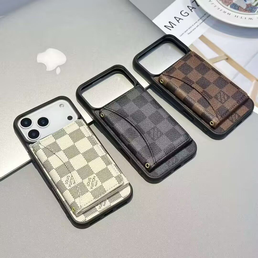 Louis Vuitton-inspired monogram iPhone 17 Pro Max case with card holder