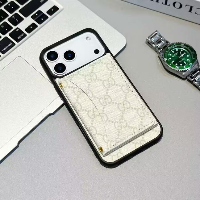 Louis Vuitton-inspired monogram iPhone 17 Pro Max case with card holder
