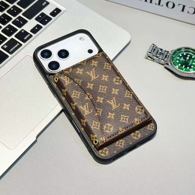 Louis Vuitton-inspired monogram iPhone 17 Pro Max case with card holder