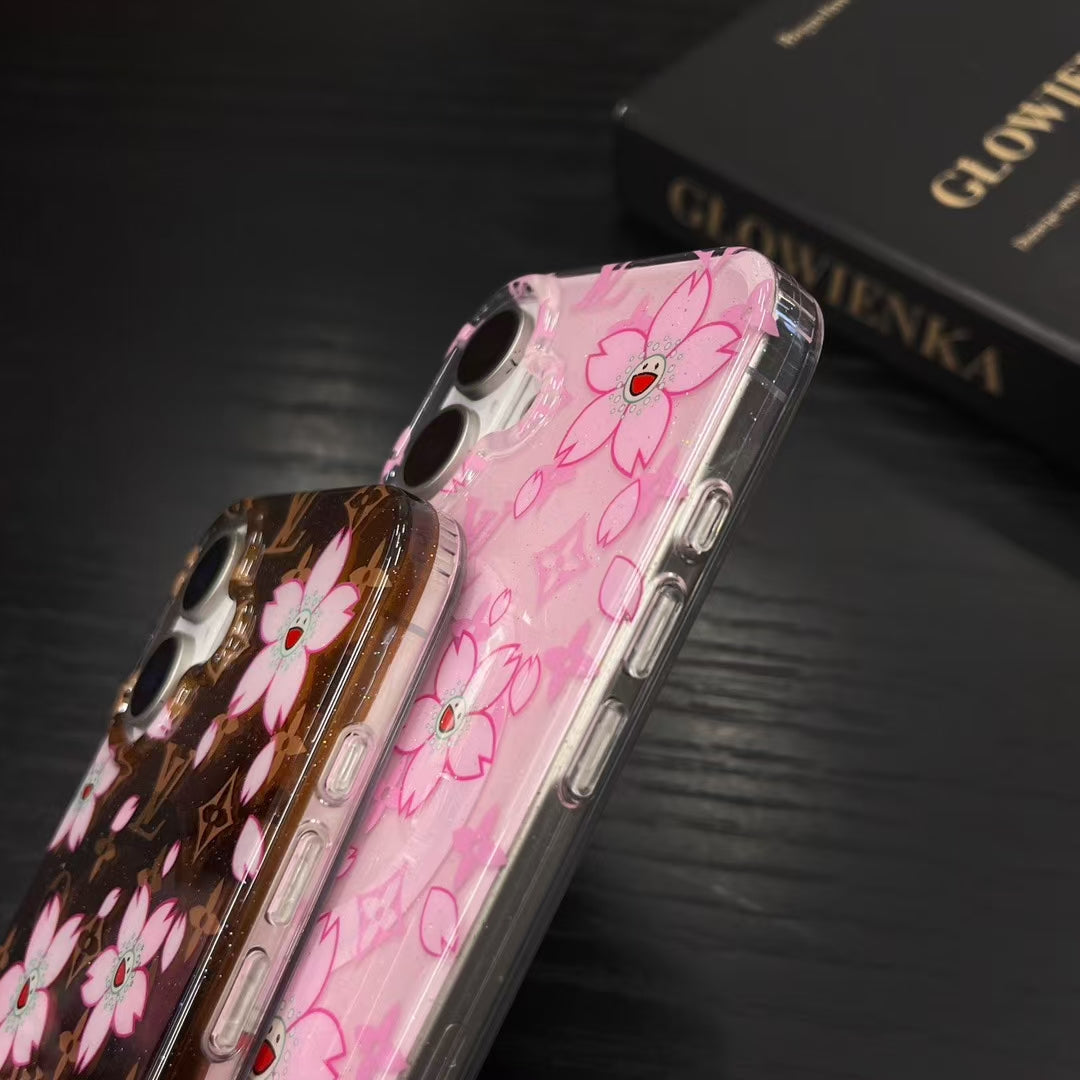 Louis Vuitton-inspired floral pattern iPhone 16 Pro case
