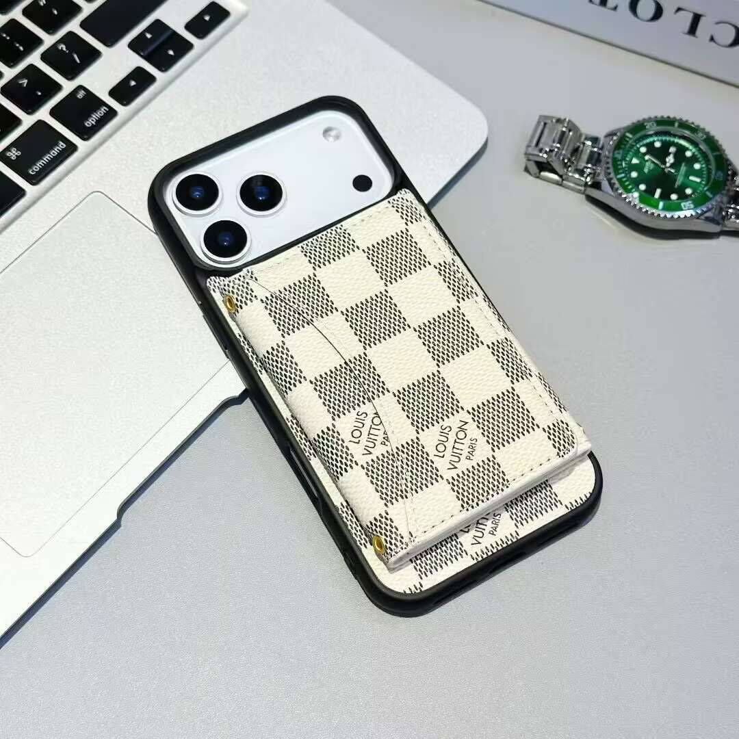 Louis Vuitton-inspired monogram iPhone 17 Pro Max case with card holder