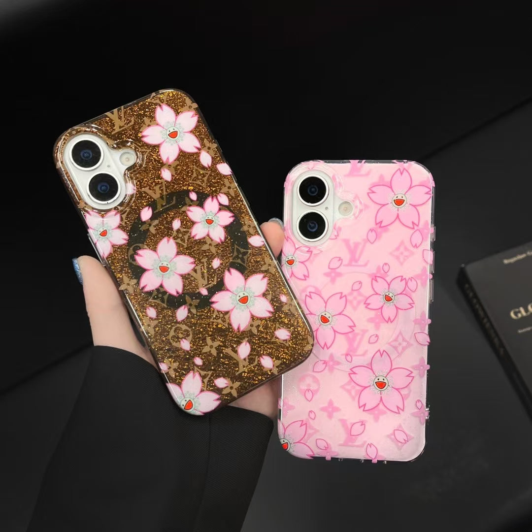 Louis Vuitton-inspired floral pattern iPhone 16 Pro case