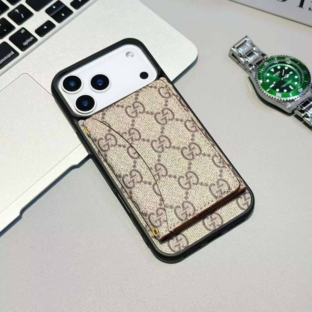 Louis Vuitton-inspired monogram iPhone 17 Pro Max case with card holder