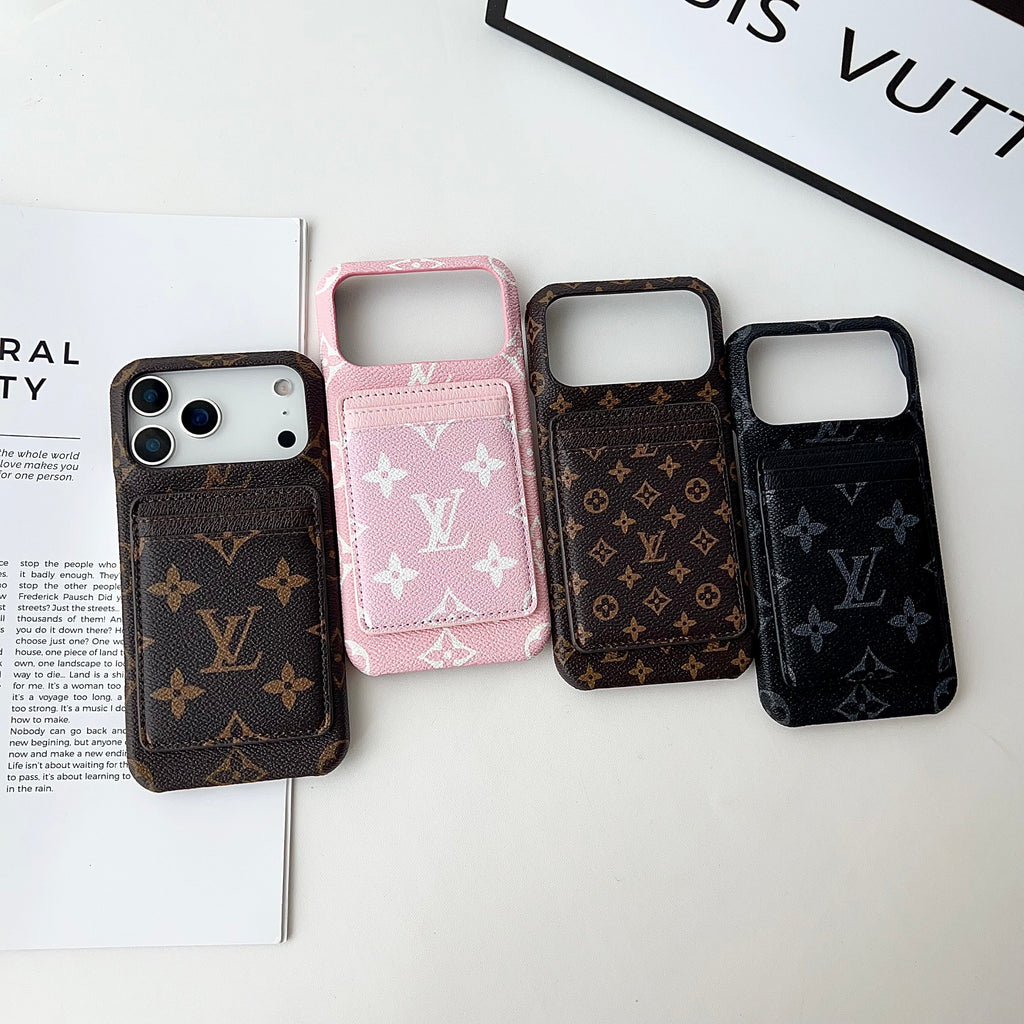 Louis Vuitton-inspired monogram iPhone 17 case with card wallet